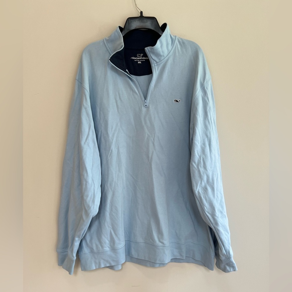 Vineyard Vines Saltwater Quarter Zip Pullover, Club Light Blue, XXL